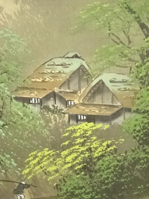 道具 ] - 道具 宏陵筆 青緑山水 肉筆絹本掛軸（共箱） | ネット